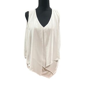 AB Studio White Sleeveless Tank Top Blouse Women's Medium